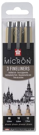SAKURA: Pigma: Mikronpenna: Plånbok: Set med 3: Svart