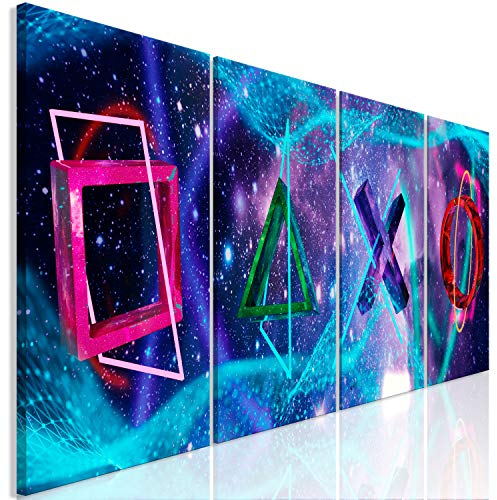 murando - Wandbilder XXL mehrteilige für Gamers Spielkonsole Vlies Leinwandbild 4 Teilig 240x90 cm Kunstdruck Wandbilder XXL Gamingzimmer Wanddekoration Gaming Deko Design Jugendzimmer Wand Bild