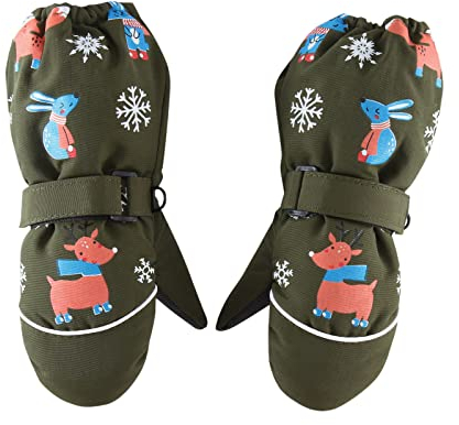 Skihandschuhe Kinder Wasserdicht Fausthandschuhe Winter Handschuhe wasserdichte und Winddichte Verdickt Winterzeit Handschuhe Geeignet für 3-18 Jahre Jungen und Mädchen im Outdoor Sport