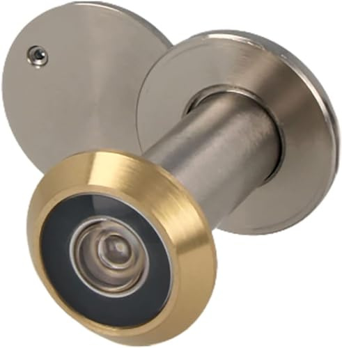 Amig - Türspion Mod. 3 mit Super-Weitwinkel-Linse | Messing für Innen- und Außentüren | Großer Blickwinkel, Einfache Montage | Sicherheit für Zuhause, Chrom Mattes Gold, Metall