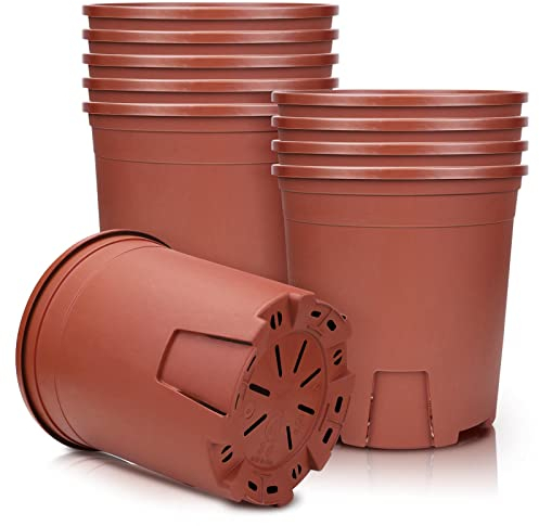 Muzhira Macetas,14.2cm 5pcs Plantador Plastico con Orificio de Drenaje, Control de Raíces, para Plantas de Bonsái de Interior Exterior Jardín - Rojo