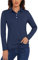 TACVASEN Damen Langarm Golf Polo Shirt UPF50+ Sonnenschutz Shirt Atmungsaktiv Leicht Tennis Top mit 4 Knöpfen (M, Marineblau)