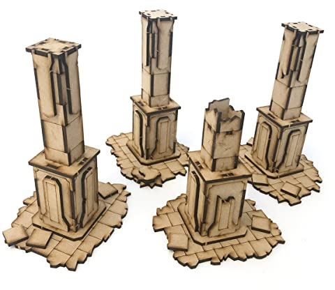 PWORK WARGAMES Medieval Lost Burg 04 - mittelalterliche Stadtlandschaft für Miniaturen im Maßstab 28 mm / 35 mm - Tischminiaturen Wargame 3D-Landschaftsgelände - MDF 3 mm