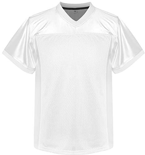 Ayoubaus Youth Blank Football Jersey,Athletic Fans Shirts Practice Sports Shirt for Kids (Medium, White)