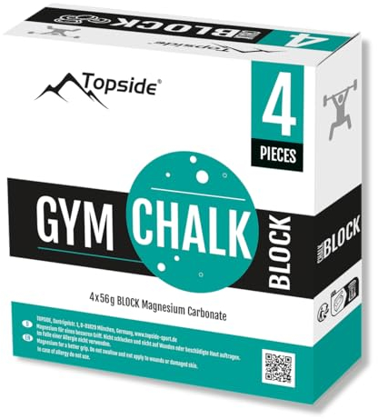 TOPSIDE GYM Chalk 4 x 56g Chalk Block für Gewichtheben, Klettern, Bouldern, Turnen, Crossfit