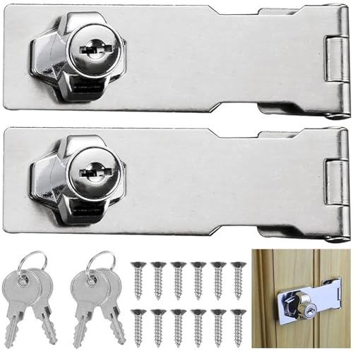 GEARMAX 2 Piezas Cerrojo de Candado, Cerradura para Muebles, Cerradura de Cerrojo con Llave, Cerradura para Puerta de Armario, Cierre de Hebilla Candado, para Cajones, Buzón, Casillero