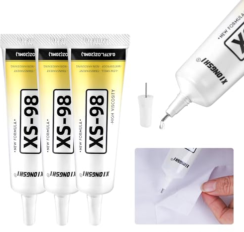 Textilkleber Stoffkleber Waschmaschinenfest 60 ml Textilkleber für Stoffe, Stoffkleber Textilkleber für Alle Naturfasern, Stoffe Polyester Jeans, Transparent Fabric Glue (3 Stück 20 ml)