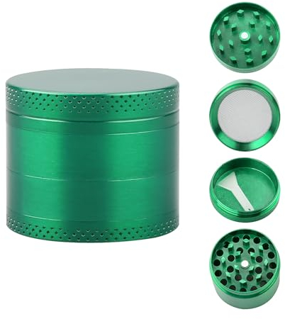 Rumyve Herbal Mill Advanced Zinc Alloy,4-Piece Metal Grinder, Portable Herbal Mill with Sieve and Magnetic Top Dried Herbs and Spices 40mm(Green)