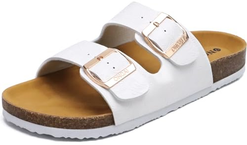 ONCAI Mules Femme Boucle Mules Et Sabots Femme Bout Ouvert Cuir Été Plates En Liège Sandales