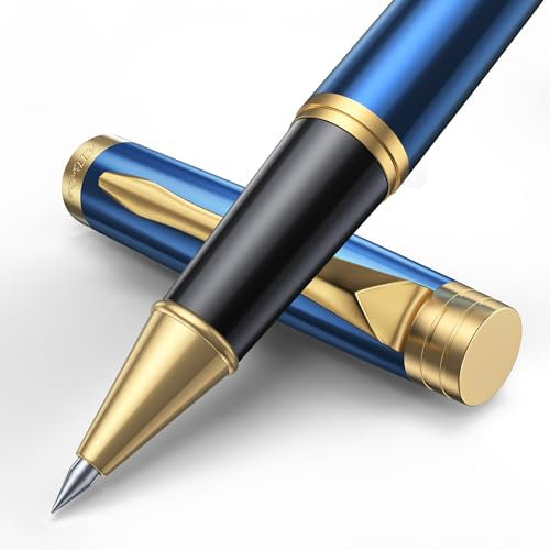 Rollerball Liquid Ink Pens, Best Nice Ballpoint Pen Gift Set for Men and Women, Roller ball Pen Refillable, Handwriting, Designer Pens, Professional, Executive Office, Luxury Pen With Gift Case