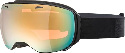 ALPINA Big HORN Q – Occhiali da sci a specchio, con rinforzo del contrasto e polarizzati, con protezione UV al 100%, per adulti, nero opaco, taglia unica
