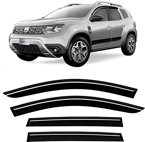 CLIM ART Tape-on Wind deflectors for/compatible with Dacia Duster 2017-2024 II - Rain deflector - Car accessories - Car wind deflectors - Sun, Rain&Noise Protection - Warranty -4 set B