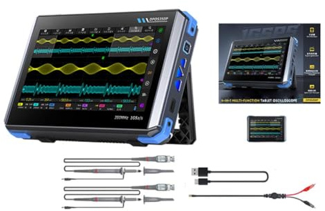 PETSTIBLE Osciloscopio digital de mano, DPOS350P 4 en 1 osciloscopio de tableta 2 canales 350MHz generador de señal 50MHz (DPOS350P)