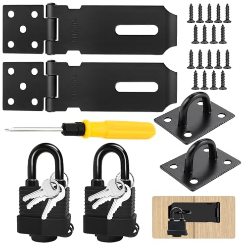 ComPDCVD 2 Juegos de Cerradura Puerta con Candado y Tornillos Pestillo Impermeable Candado Cerrojo de Acero Inoxidable Pestillo Puerta de Acero Inoxidable para Dormitorio Jardín Cajón Armario