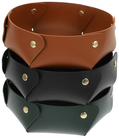 SAFIGLE Boîte à Clés en Cuir 3 Pièces Organisateur de Bureau Style Scandinave Grosse Taille Multifonctionnel Décoration d'Entrée Rangement Pratique