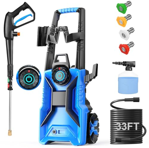 2000PSI Pressure Cleaner 2.0GPM High Power Cleaner with 500ml Foam Cannon for Cars/Fences/Driveways/Patios/Home Cleaning (Blue)