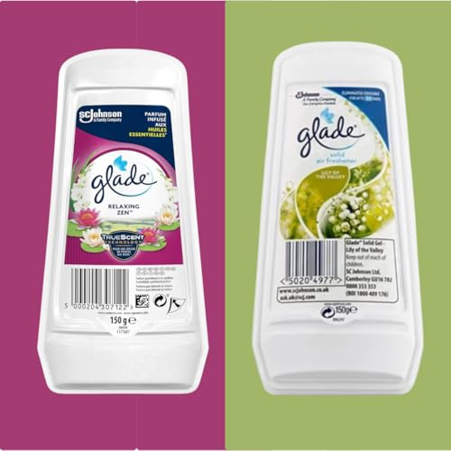 Glade Gel Air Freshener Relaxing Zen & Lily of the Valley 2 x 150g | Double pack of 150g gel air fresheners with adjustable intensity and up to 30 days of Relaxing Zen & Lily fragrance