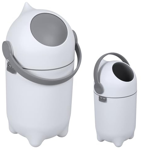 feneihe Baby Nappy Bin with Airtight Lid - 15L Nappy Disposal Bin & Odour-Proof Diaper Pail - Compatible With Any Liners for Nursery & Changing Table White