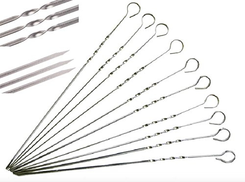 Sinoba Parrilla Pinchos Brochetas 50 cm Metal avergüenza Pura Pinchos para Carne (Barbecue Brochetas
