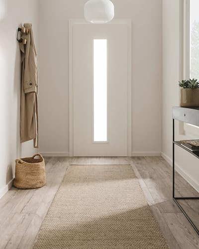 benuta Pure Wollteppich Rocco - Taupe 80x250 cm - Handgewebt - Läufer & im Style: Wolle, Uni, Boho, Hygge & Cozy, Minimalistisch - Pflegeleicht für Wohnzimmer Schlafzimmer