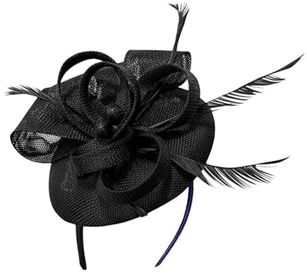 Caprilite Pärla, rund pillerlåda, ögla, Sinamay, pannband, fascinator för kvinnor, bröllop, ascot-tävlingar, Svart, one size