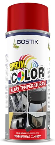 Bostik ALTAS TEMPERATURAS AT800 Rojo, RAL 3009, Spray de Pintura, Acabado Mate, Hasta 800ºC, Seca en 5 Minutos, Alto Poder de Cubrición, Interior y Exterior, Bote 400 ml