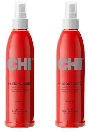 CHI 44 Iron Guard Thermal Protection Spray, Nourishing Formula Helps Resist Heat Damage to Hair & Tame Frizz, Clear, 8 Oz, Pack of 2