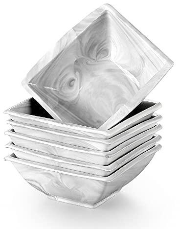 MALACASA, Serie Blance, 6 TLG. Marmor Porzellan Schüsseln Set Schälen Müslischüssel Dessertschälen Bowl 14,5 * 14,5 * 6cm