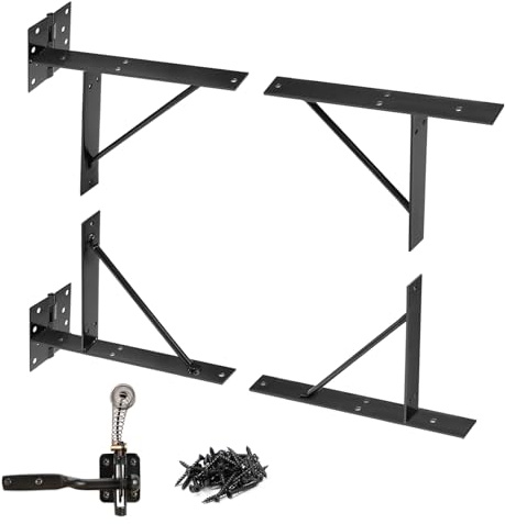 Mofeez Gate Corner Brace Bracket No Sag Kit for Shed Doors Driveway Gates Corral Gates Wood Windows (with Gate Latch)