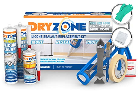 Dryzone Silicone Sealant Replacement Kit (Anti Mould) - Complete kit for Professional looking joints in Kitchens and Bathrooms
