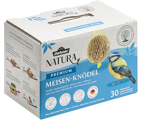 Dehner Natura Premium Nourriture pour Oiseaux Sauvages, Boules de Graisse, Filet Bio, 30 pièces de 90 grammes (2,7 kg)