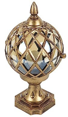 SKYGOO Faro de columna con forma de rejilla de estilo europeo, lámpara de columna de jardín de villa, lámpara impermeable y resistente al óxido para puerta exterior, faro de columna de escalera de pas