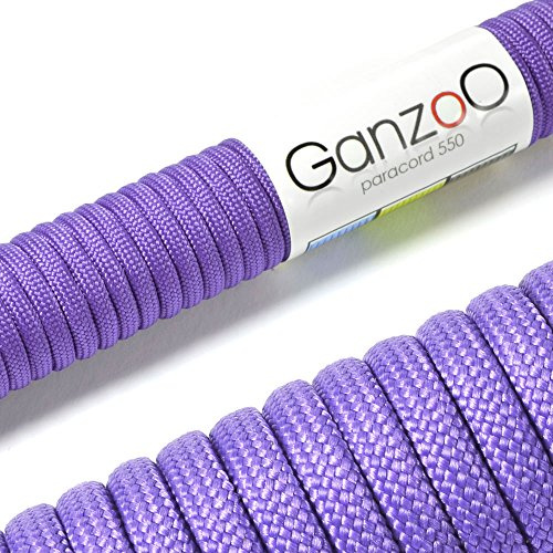 Ganzoo Paracord 550 Tipo 3 4 mm 3 m flieder, corda con guaina 32 fili e 7 anime interne, per intrecci e nodi, legature e fissaggi, attività outdoor come campeggio trekking e survival