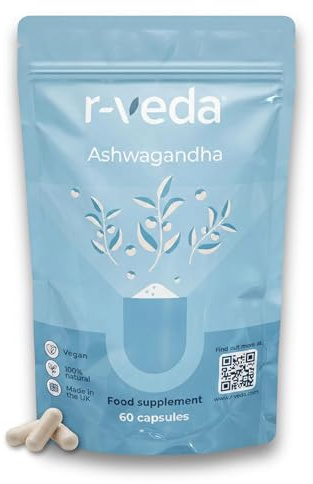 r-veda® Organic Ashwagandha KSM 66® | High Strength 60 Capsules with 5% Withanolides | Pure Root Extract, Vegan Formula, Stress & Sleep Support, Energy & Immunity Booster | Made in UK