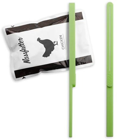 Belissia 2 Stück - Tütenquetscher | Abstreifer/Ausquetscher für Nassfutter Beutel | Olive | Spülmaschinenfeste Entleerungshilfe für Nassfutter in Sauce oder Gelee | Restloses entleeren der Beutel