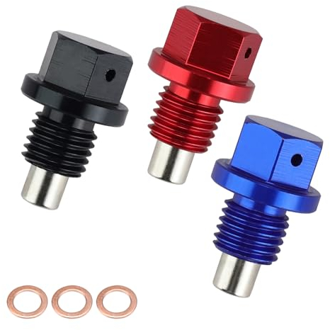 MYLERCT Magnetische Ölablassschraube, 3 Stück Farbige Magnetic Ablassschraube Öl, Universelle Ölablassschraube mit Dichtring für Meisten Autos Boote Motorräder (M12 x 1,5)
