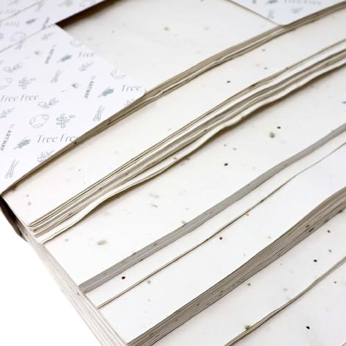 Artway Tree Free - Paquet de papier Graines de fleurs sauvages - 100 feuilles A4 -180gsm - Papier chiffon de coton à base de graines de fleurs sauvages pour l'art et l'artisanat