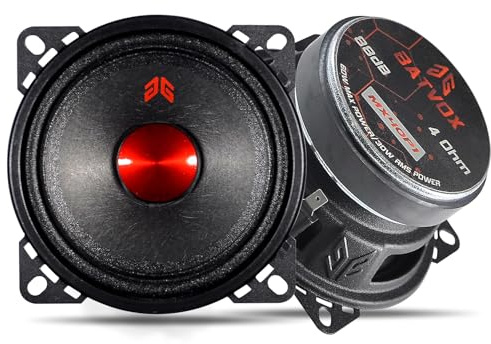 GRTSKY MX40P1 högtalare 10 cm mellanregistret 120 watt 4 ohm rött dammlock, ljuddörrhögtalare av högsta kvalitet för bil- eller lastbilsstereoljudsystem, svart (2 högtalare)
