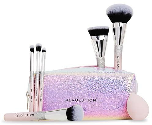 Revolution Beauty Glam Up Brush Gift Set, 7-Piece Eye, Face & Cheek Makeup Brush Collection With Makeup Bag, Vegan & Cruelty-Free