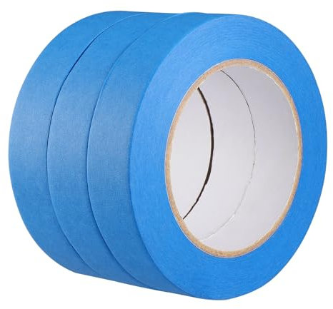 Kyrio 3 rollos de cinta de enmascarar, cinta adhesiva azul multisuperficie, cinta adhesiva azul para pintar, decorar y renovar
