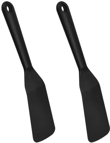 Set di 2 Spatola in Silicone, Spatole Antiaderenti in Silicone, Resistenza al Calore Leccapentola, Cucina Utensili, per Cucina Cuocere, Grigliare, Freír (nero)