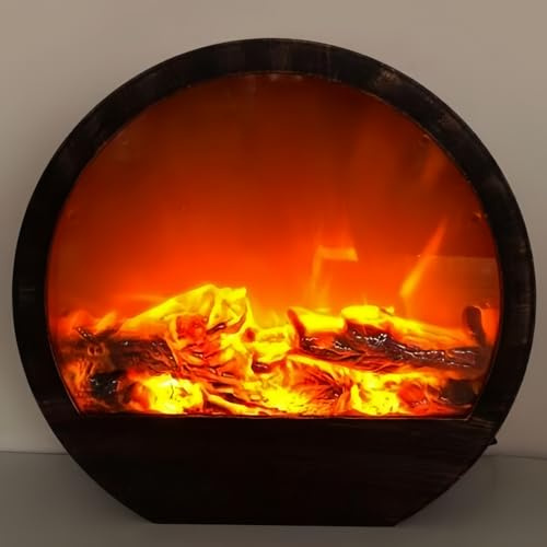Simulée LED Cheminée Lanterne USB & Batterie Alimentée Lumière sans Flamme avec Émulation Table de Flamme Lampe Décorative Cuivre Cheminée Ornament pour Décor Accueil Confortable Brûleur De Bûche