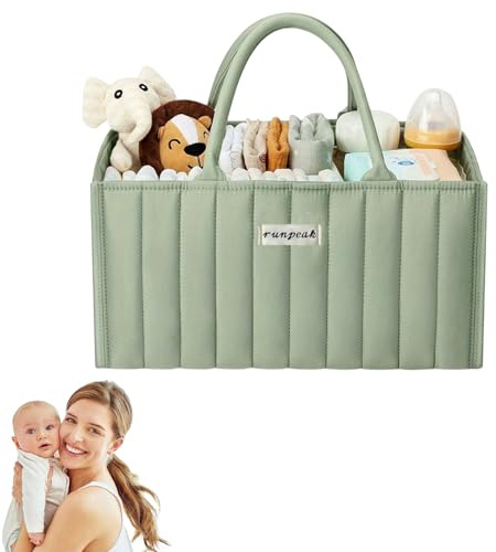 Nappy Caddy – Baby Essentials for Newborn, Stylish Nappy Caddy Organiser with Removable Divider, 15x10x7 Nursery Storage Bag for Mum-to-Be, Newborn Essentials, Baby Shower Gifts for Boy or Girl
