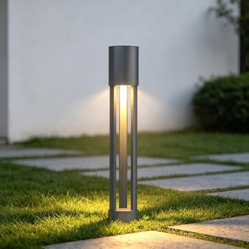 doporro Lampe Extérieure sur Pied LED 10W Gris Lampe de Chemin Jardin 70cm | 3000K Light Extérieur, Étanche IP65, NeoForge