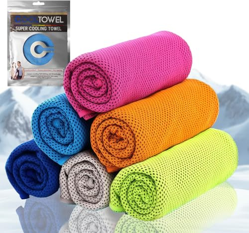 6 Pack Cooling Towels, Ice Sports Towel, Microfiber Cooling Towels for Neck, Quick Dry Chilly Towel for Gym, Running, Camping, Fitness, Workout (35x12, 6 Colors)