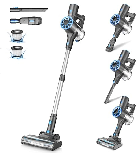 Vazone Cordless Stick Vacuum Cleaner with Self-Standing, 8-in-1 Vacuum Cleaners for Home, Lightweight Powerful Vacuum with LED Screen, Rechargeable Vacuum for Carpet, Pet Hair, Tile, Hardwood Floors