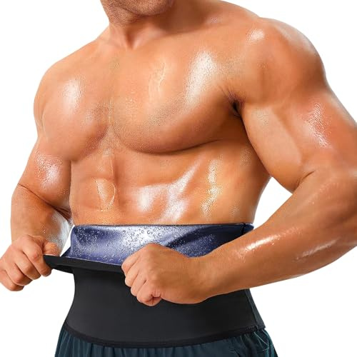 GENEMEN Fitness Gürtel Herren Gym Slimming Belt Sauna Waist Trainer Schwitz Bauchweggürtel Taillenformer (Blau, L)