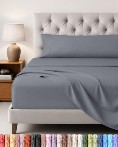 Utopia Bedding 3-Delat Sänglakanset 135x190 - Enkel Skötsel Mjukt Borstat Mikrofibertyg - Platt Lakan, Dra-på-lakan Med 1 Örngott 45x155, Grå