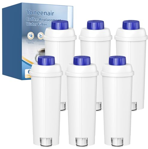 6er-Pack Wasserfilter für Delonghi Wasserfilter DLSC002, Wasserfilterkartuschen kompatibel mit Delonghi ECAM, ESAM, ETAM, EPAM, Dinamica, Magnifica S, Eletta Explorer, Prima Donna, Rivelia