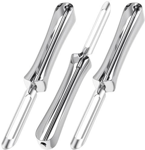 Yuanchu 3 Pack Stainless Steel Kitchen Vegetable Peelers, Ergonomic Rotary Peeler for Carrot Potato Fruit Dishwasher Safe Kitchen Tool